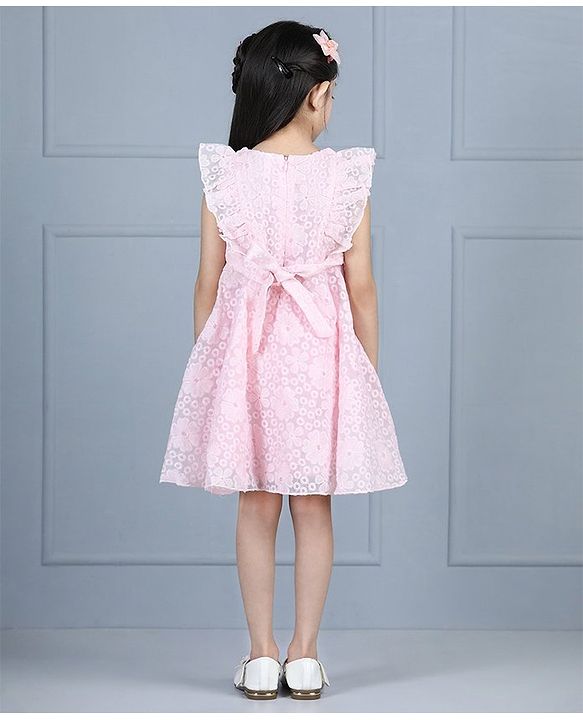 Babyhug Half Sleeves Party Frock - Pink