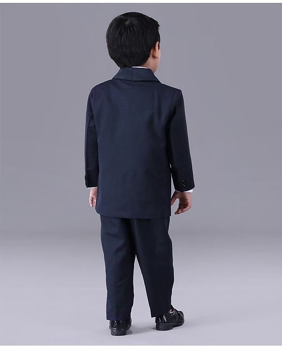 Babyhug Full Sleeves Party Suit Solid Color - Blue