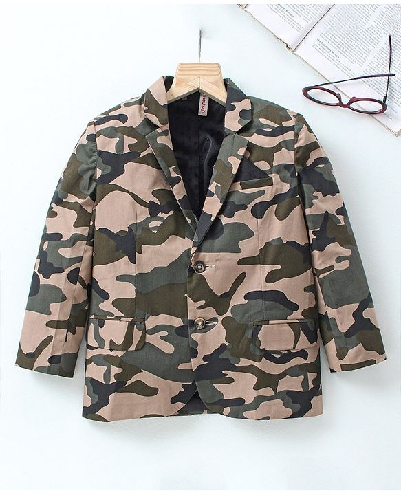 Babyhug Boys Full Sleeves Party Wear Blazer - Camouflage