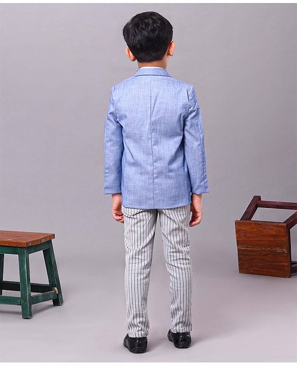 Babyhug Full Sleeves Party Wear Blazer Solid Color - Blue