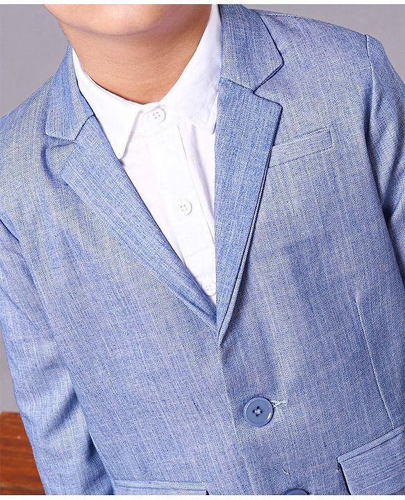 Babyhug Full Sleeves Party Wear Blazer Solid Color - Blue