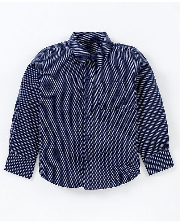 Babyhug Full Sleeves Party Shirt with Bow - Blue