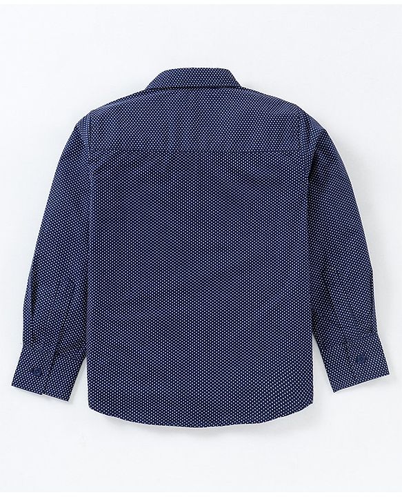 Babyhug Full Sleeves Party Shirt with Bow - Blue