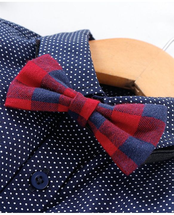Babyhug Full Sleeves Party Shirt with Bow - Blue