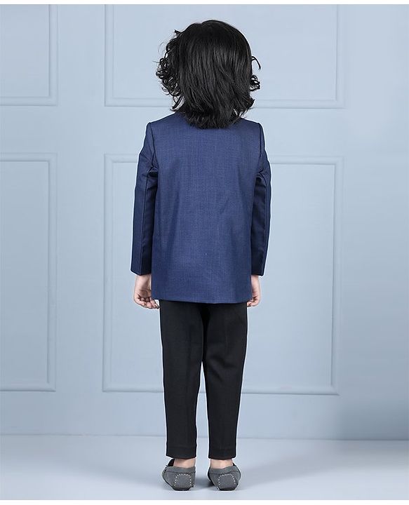 Babyhug Full Sleeves Party Suit with Bow - Blue