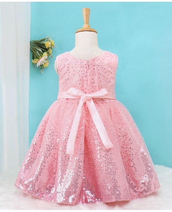 Babyhug Sleeveless Sequins Party Frock - Pink