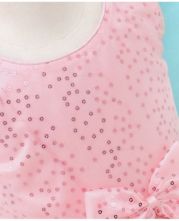 Babyhug Sleeveless Sequins Party Frock - Pink