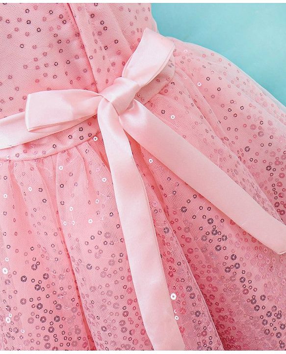 Babyhug Sleeveless Sequins Party Frock - Pink