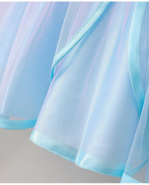 Babyhug Singlet Sleeves Frock With Bow Applique - Blue