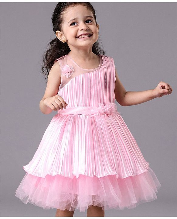 Babyhug Sleeveless Party Wear Solid Color - Pink