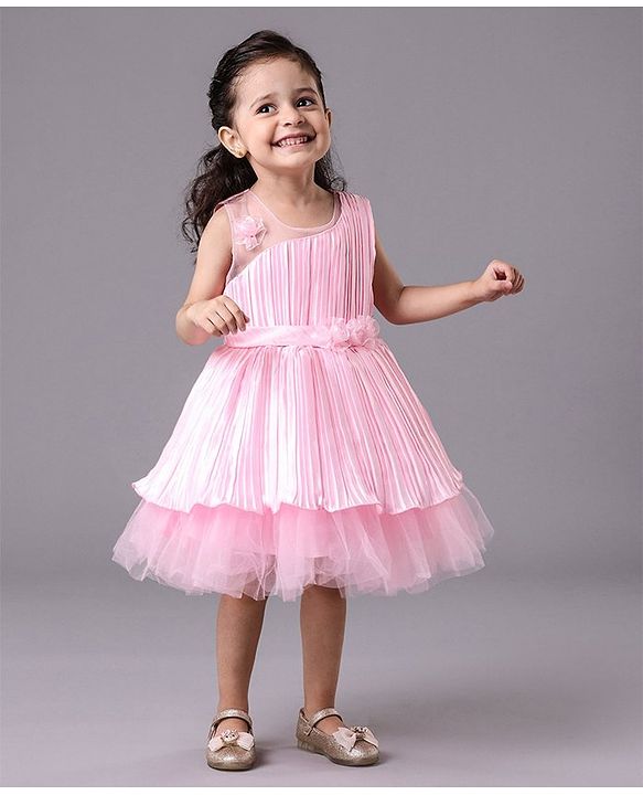 Babyhug Sleeveless Party Wear Solid Color - Pink