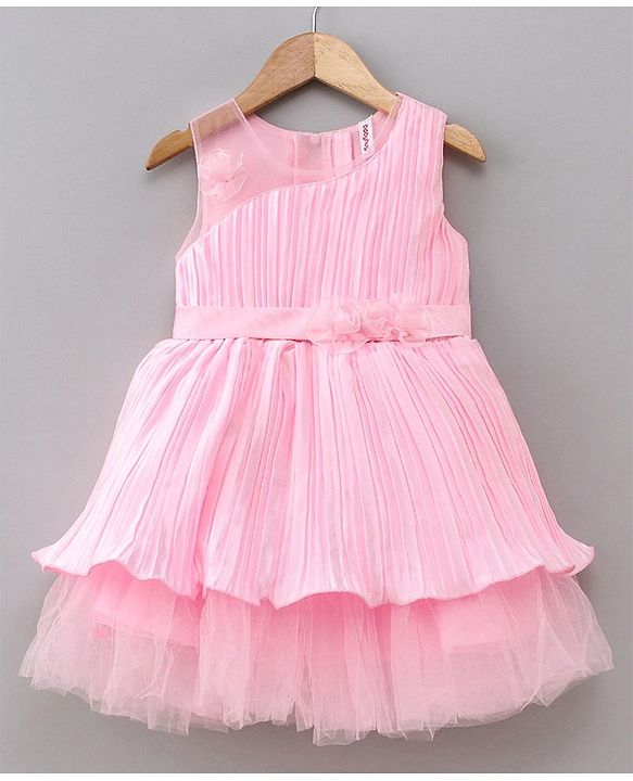 Babyhug Sleeveless Party Wear Solid Color - Pink
