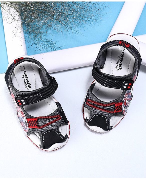 Cute Walk by Babyhug Sandals - Black Red