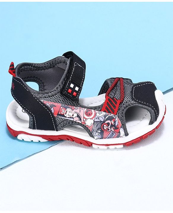 Cute Walk by Babyhug Sandals - Black Red