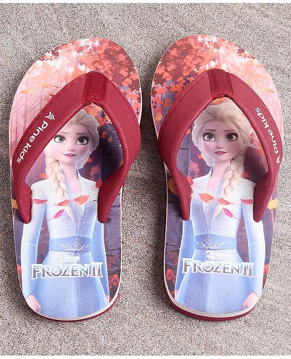 Pine Kids Flip Flops Elsa Print - Maroon Blue