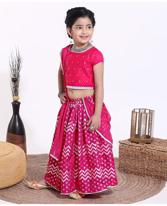 Babyhug Half Sleeves Choli & Lehenga with Dupatta - Pink