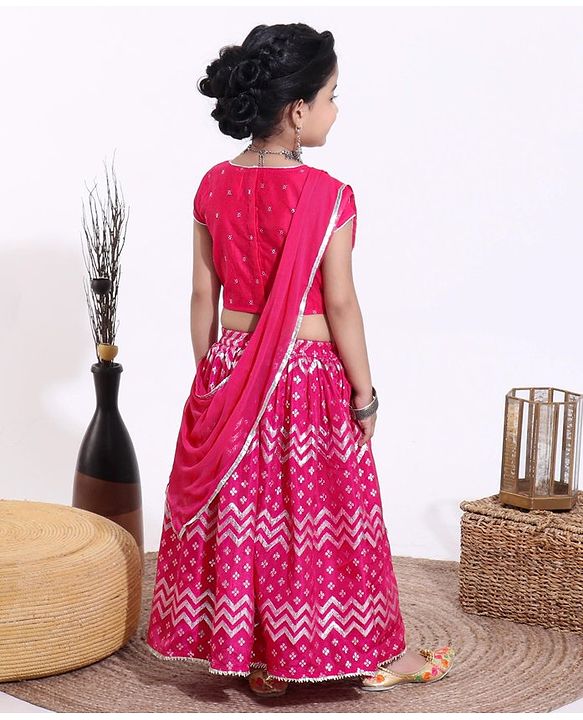 Babyhug Half Sleeves Choli & Lehenga with Dupatta - Pink