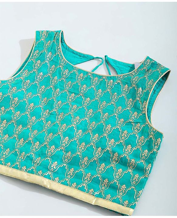 Babyhug Sleeveless Choli & Lehenga With Dupatta - Turquoise Green  Pink