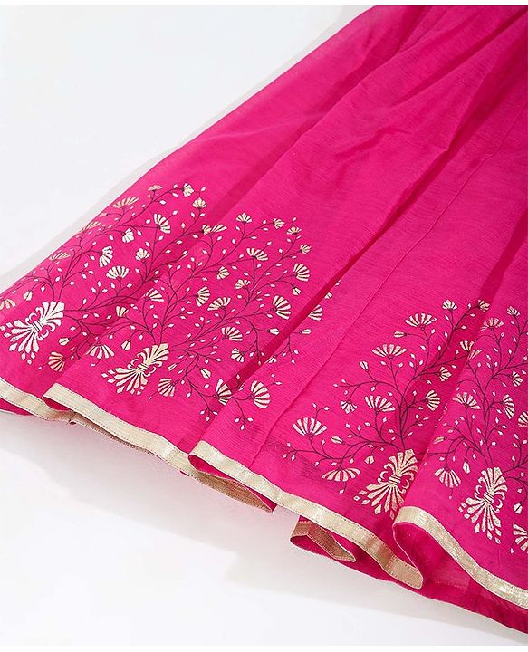 Babyhug Sleeveless Choli & Lehenga With Dupatta - Turquoise Green  Pink