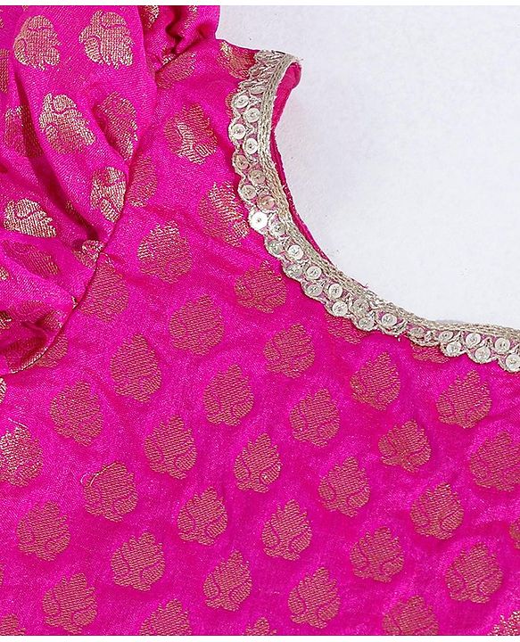 Babyhug Sleeveless Embroidered Choli & Lehenga With Dupatta - Pink Yelow