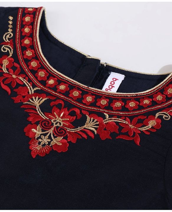 Babyhug Short Sleeves Choli & Lehenga with Dupatta - Blue Red