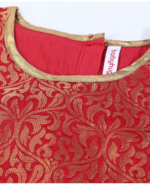 Babyhug Sleeveless Choli & Lehenga With Dupatta Floral Print -Red Yellow