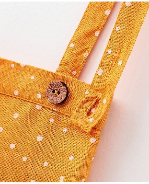 Babyhug Printed Capri With Suspenders - Yellow