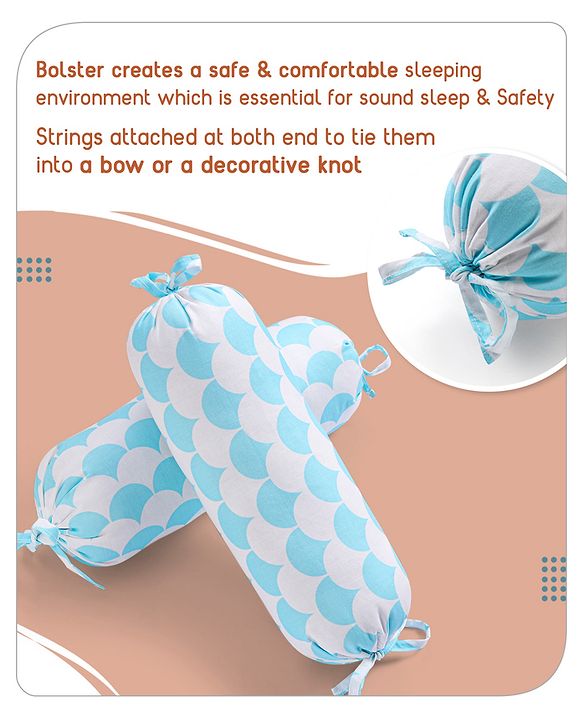 Babyhug Premium 180 TC Cotton Baby Bedding Essentials Set Pack of 6 Elephant Theme -Blue