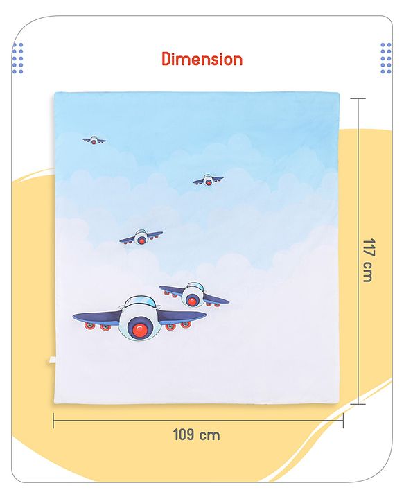 Babyhug Premium 180 TC Cotton Baby Bedding Essentials Set Pack of 6 Aeroplane Theme-Navy Blue
