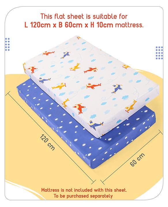 Babyhug Premium 180 TC Cotton Baby Bedding Essentials Set Pack of 6 Aeroplane Theme-Navy Blue