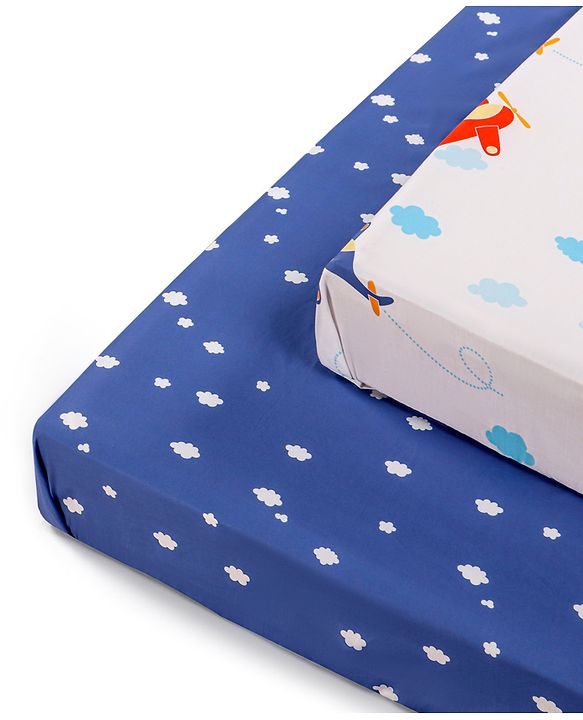 Babyhug Premium 180 TC Cotton Baby Bedding Essentials Set Pack of 6 Aeroplane Theme-Navy Blue