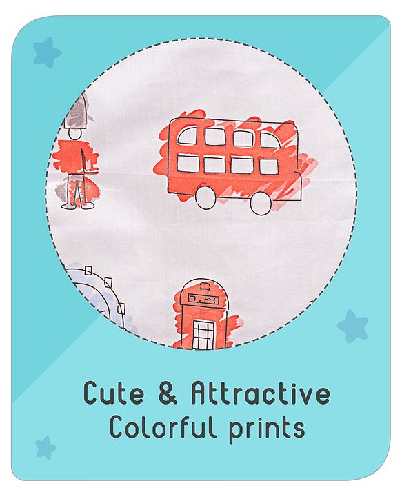 Babyhug Premium 180 TC Cotton Baby Double Sided Comforter London Street Theme-Red