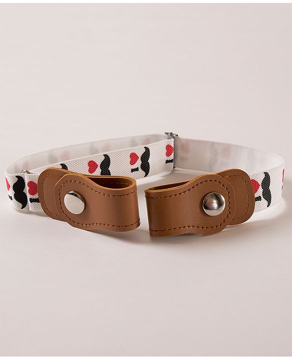 Babyhug Free Size Belt Moustache Print - White