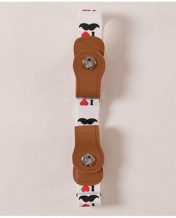 Babyhug Free Size Belt Moustache Print - White