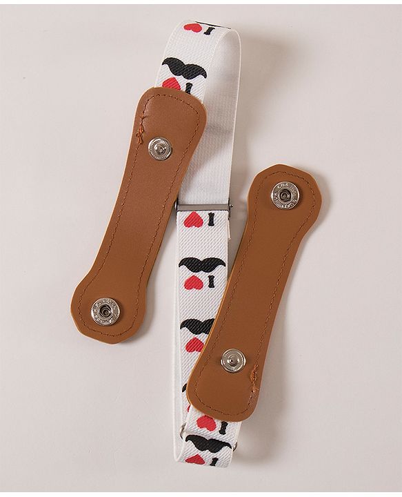Babyhug Free Size Belt Moustache Print - White