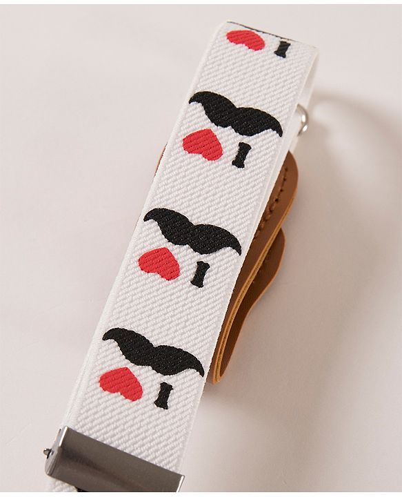 Babyhug Free Size Belt Moustache Print - White