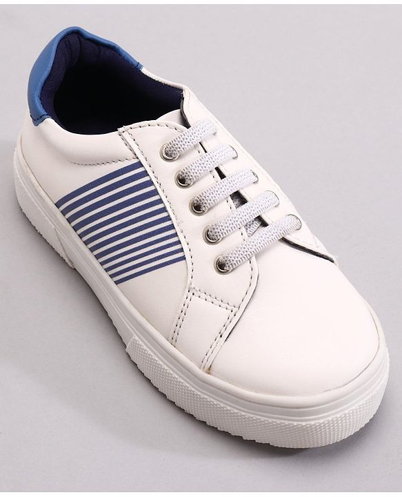 Pine Kids Casual Elasticated Lace Closure Shoes with Chunky Sole - White Royal Blue