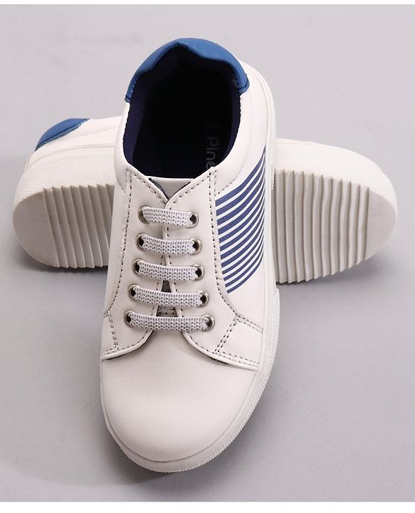 Pine Kids Casual Elasticated Lace Closure Shoes with Chunky Sole - White Royal Blue