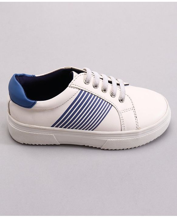 Pine Kids Casual Elasticated Lace Closure Shoes with Chunky Sole - White Royal Blue