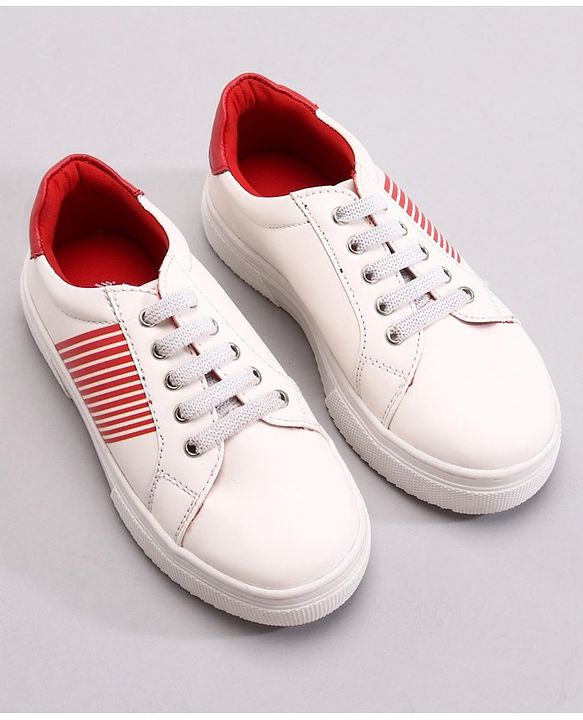 Pine Kids Casual Elasticated Lace Closure Shoes with Chunky Sole - White Royal Blue