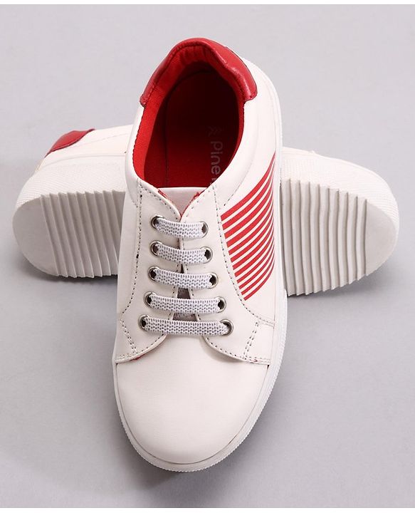 Pine Kids Casual Elasticated Lace Closure Shoes with Chunky Sole - White Royal Blue