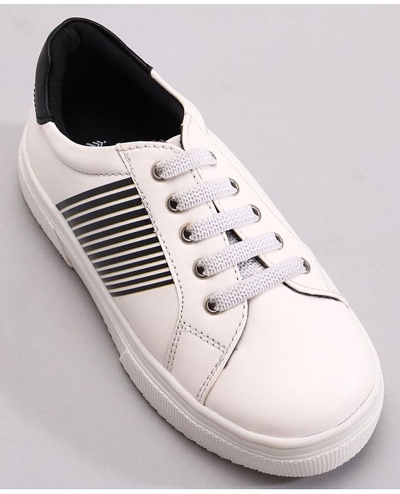 Pine Kids Casual Elasticated Lace Closure Shoes with Chunky Sole - White Royal Blue