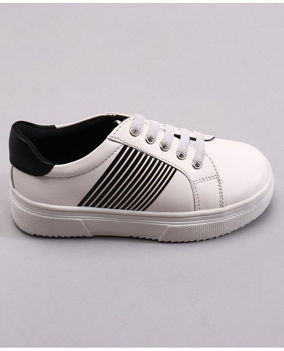 Pine Kids Casual Elasticated Lace Closure Shoes with Chunky Sole - White Royal Blue