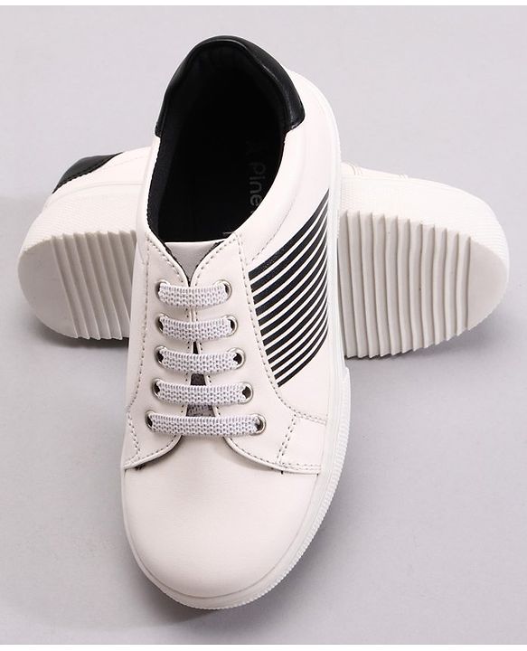 Pine Kids Casual Elasticated Lace Closure Shoes with Chunky Sole - White Royal Blue