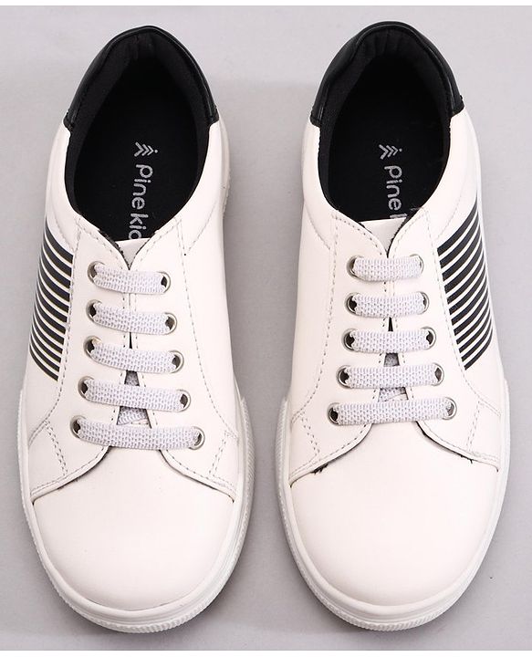 Pine Kids Casual Elasticated Lace Closure Shoes with Chunky Sole - White Royal Blue