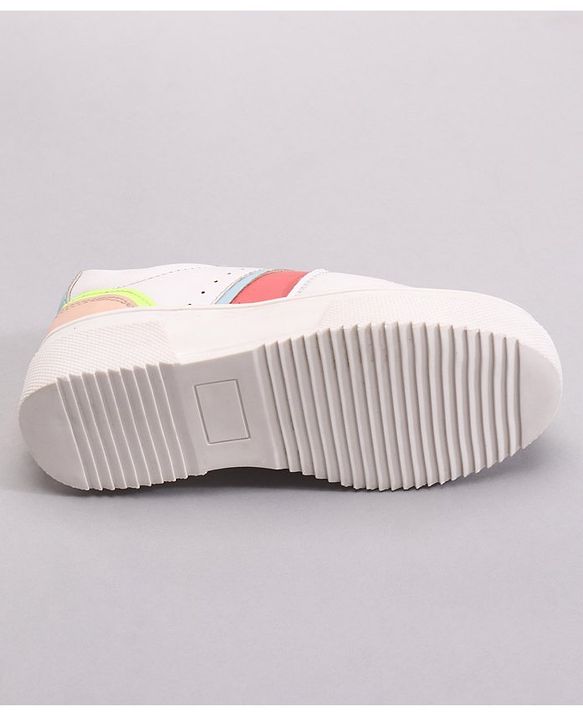 Pine Kids Casual Elasticated Lace Closure Shoes with Chunky Sole - White Pink