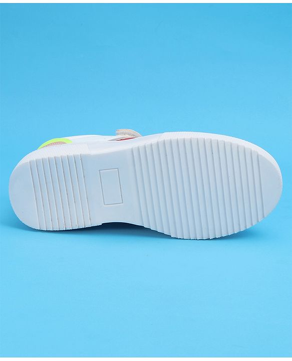 Pine Kids Casual Elasticated Lace Closure Shoes with Chunky Sole - White Pink