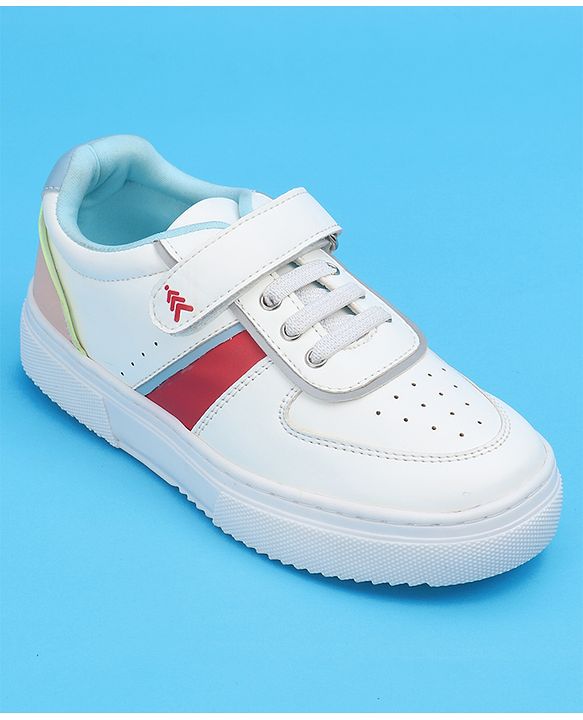 Pine Kids Casual Elasticated Lace Closure Shoes with Chunky Sole - White Pink