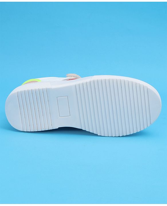 Pine Kids Casual Elasticated Lace Closure Shoes with Chunky Sole - White Pink