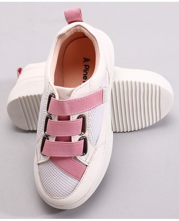 Pine Kids Casual Elasticated Straps Shoes with Chunky Sole - White